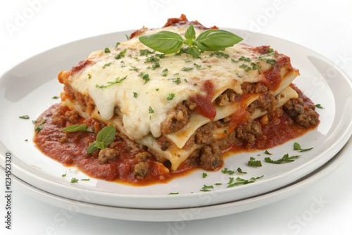 Delicious lasagna dish with meat and cheese