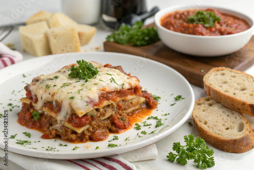 Delicious lasagna dish with meat and cheese