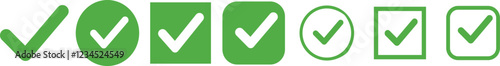 set of green Tick mark approved . Check mark icon symbols collection . symbol for website computer and mobile isolated on white background. green tick verified badge icon. Social media official accoun