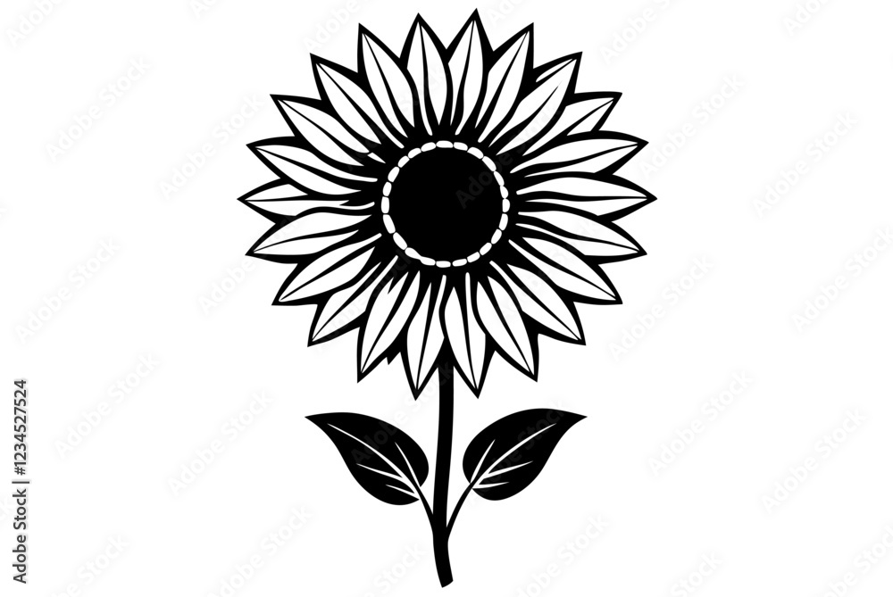 Fototapeta premium Elegant Black and White Sunflower Illustration