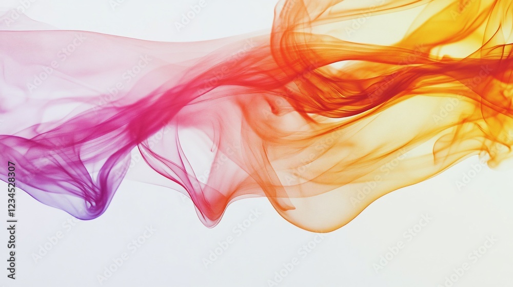 Fototapeta premium Abstract flowing colorful gradient smoke effect on white background modern art