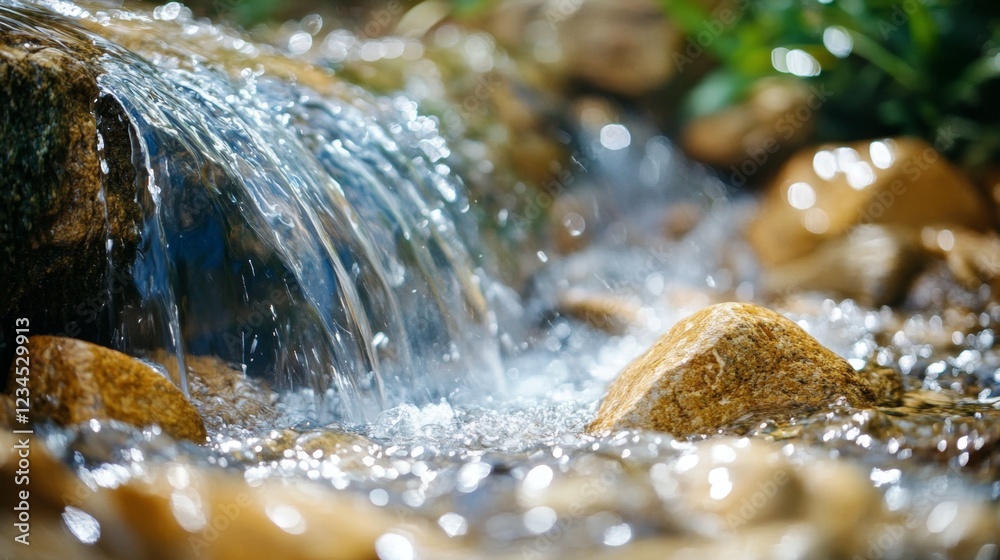Clear Water Flowing Over Rocks in a Serene Natural Setting Clear Water Flowing Over Rocks in a Serene Natural Setting
