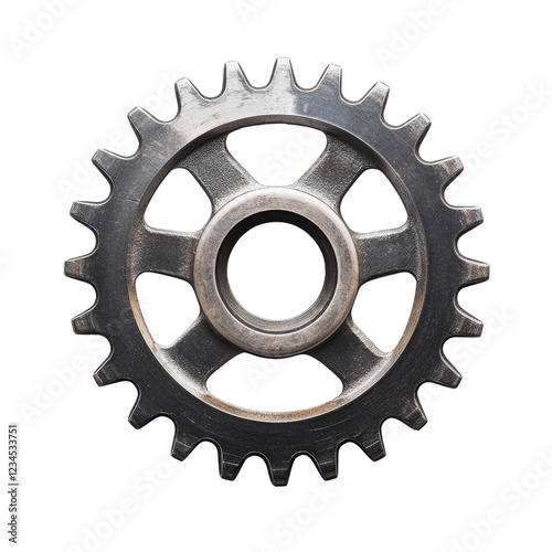  flat metal gear isolated on transparent background.