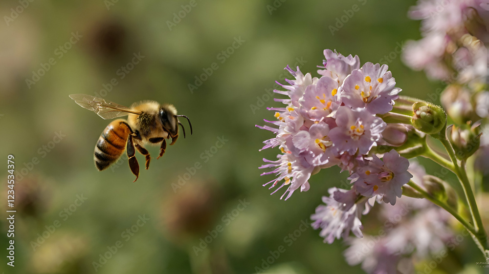 Bee landing on flower raindrop sunlight touchdown blurred motion floral pattern France Germany holding honey green background, Bee landing on flower raindrop sunlight touchdown blurred motion floral pattern France Germany holding honey green background,