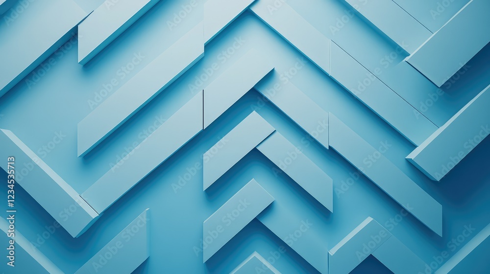 Fototapeta premium Abstract Geometric Patterns in Shades of Blue with Three-Dimensional Arrows and Angled Shapes for Modern Design and Background Use