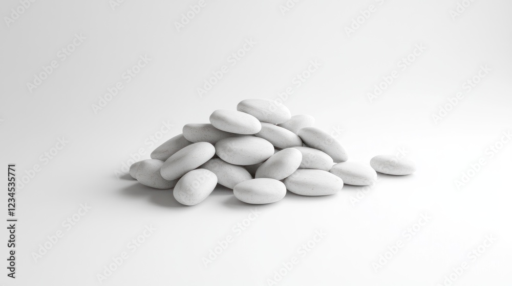 White stones pile, minimalist studio backdrop, clean design, product mockup White stones pile, minimalist studio backdrop, clean design, product mockup
