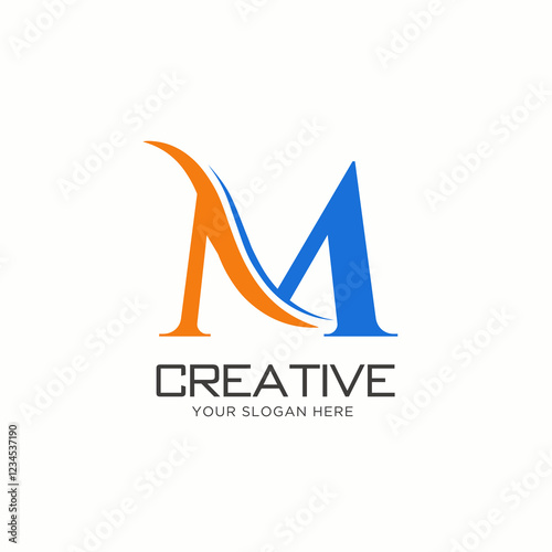 M Letter Logo Design. M Letter Logo Design with water wave