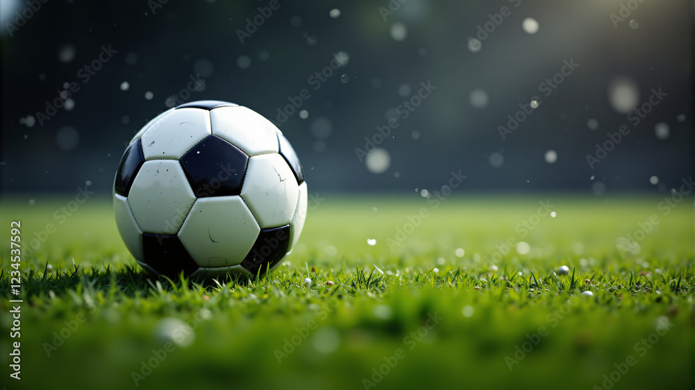 Fototapeta premium Exciting Soccer Ball on a Lush Green Field