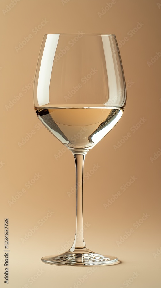 Elegant Wine Glass with Glowing Reflections on Cream Background Perfect for Text Overlay Elegant Wine Glass with Glowing Reflections on Cream Background Perfect for Text Overlay