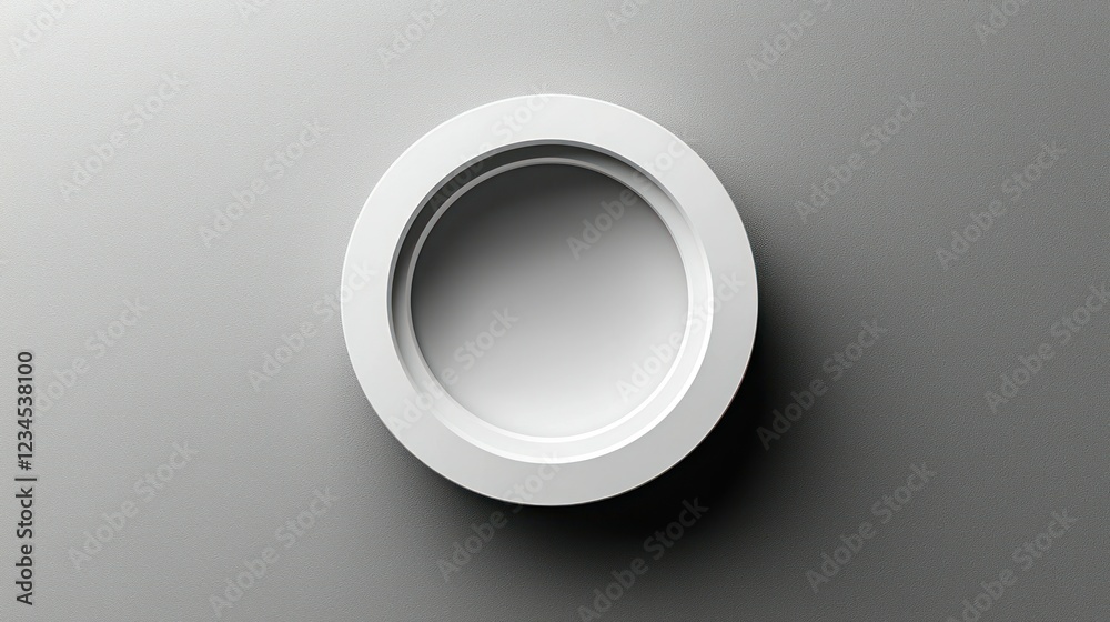 White circular frame on gray wall, empty space White circular frame on gray wall, empty space