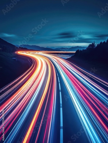 Highway at Night Long Exposure