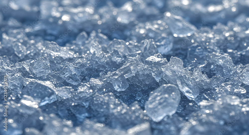 Obraz premium texture of crushed ice, displaying detailed crystalline structures and reflective surfaces