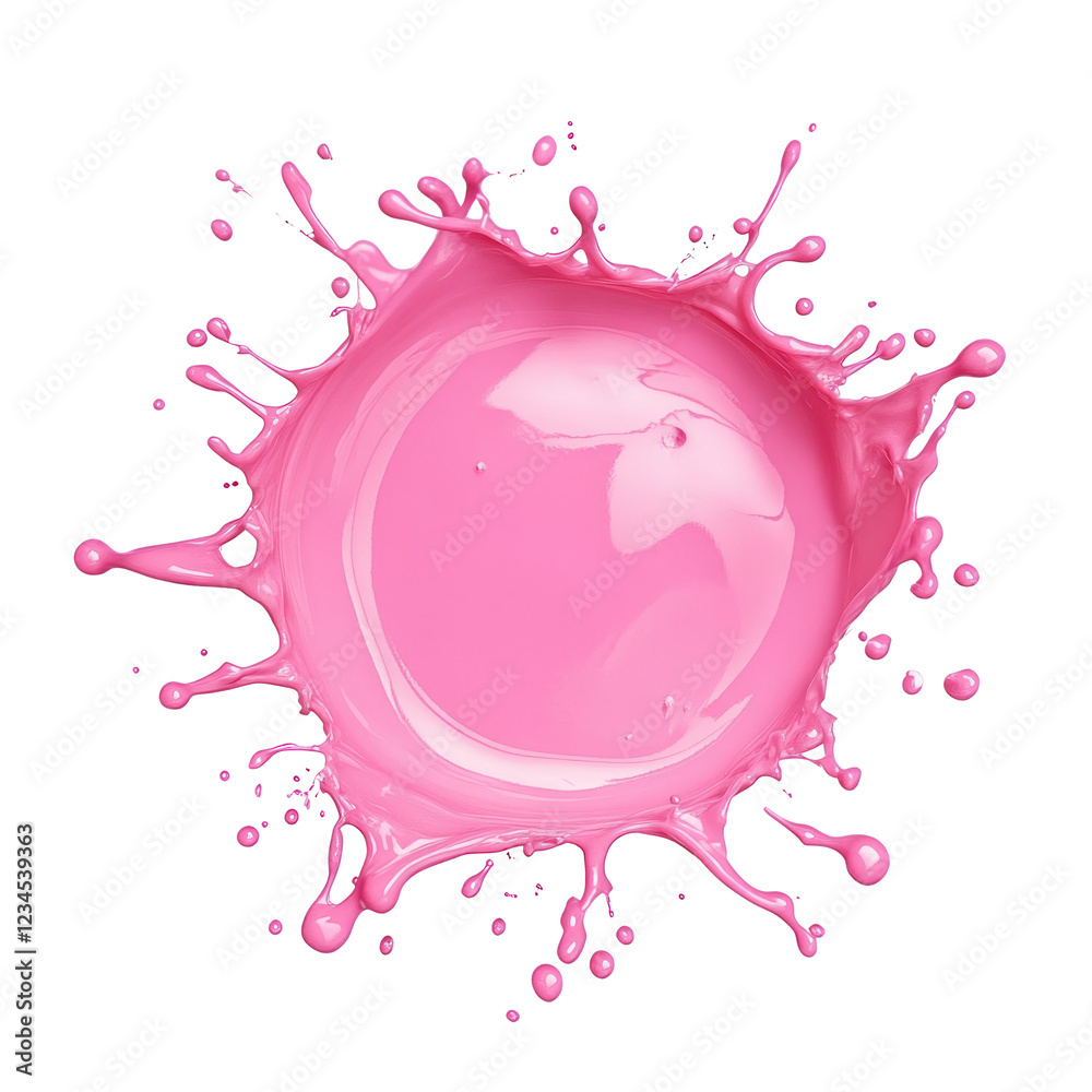 Pink round color splash Isolated on a transparent png 