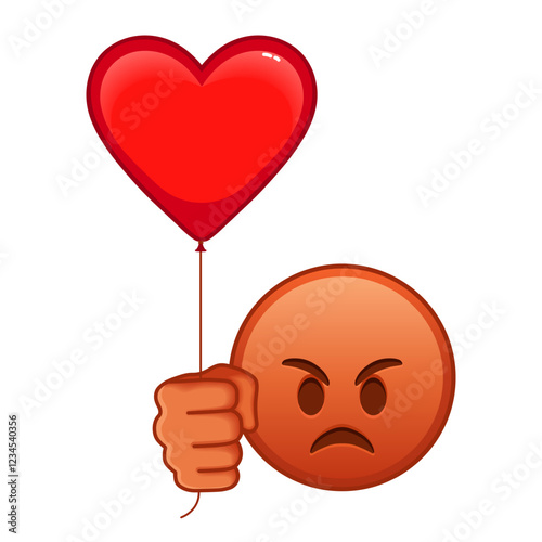 Face pouting lips with red heart baloon Large size of red emoji smile