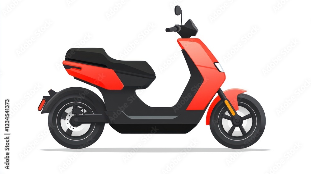 Modern red electric scooter illustration Modern red electric scooter illustration