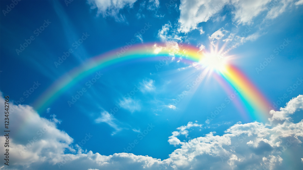 青空にかかる虹 – 希望と奇跡の幻想的な瞬間 青空にかかる虹 – 希望と奇跡の幻想的な瞬間