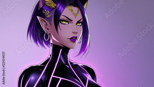 Fierce Anime Female Fighter with Asymmetrical Haircut