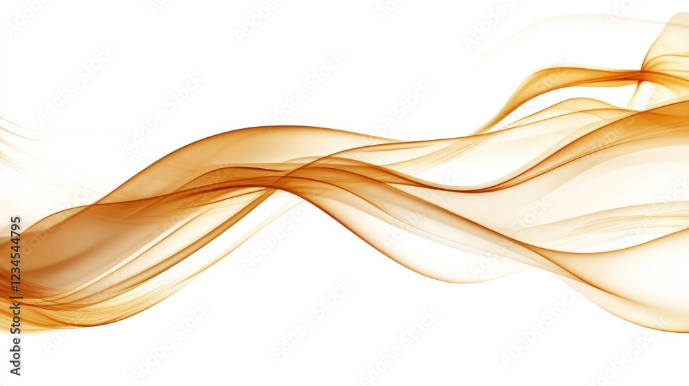 Golden abstract wave flowing on white, website header Golden abstract wave flowing on white, website header