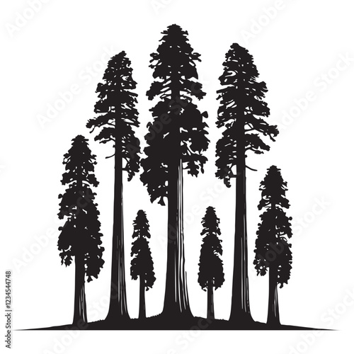 Redwood Tree Silhouette - Digital Illustration of Redwood in Dark Contrast - Redwood Tree Vector - Redwood Tree Illustration - Minimalist Redwood Silhouette - Redwood Vector - Redwood Digital Art
