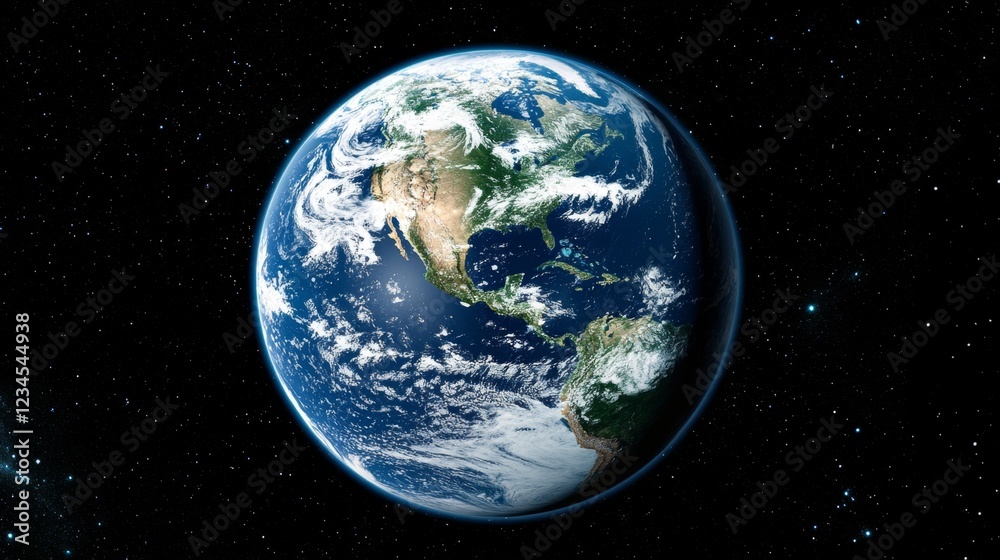 Satellite View of Earth Highlighting Water Bodies and Land Features Satellite View of Earth Highlighting Water Bodies and Land Features