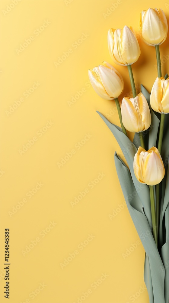 Top view of Yellow tulips with copy space Top view of Yellow tulips with copy space