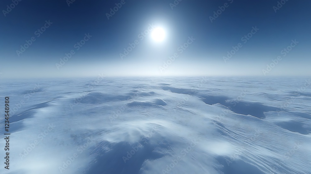 Obraz premium Vast expanse of snow under a bright sky showing the horizon at eye level