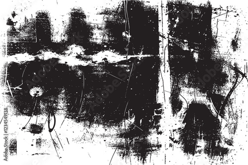 The grunge texture is covered with layers of cracks, scratches and chips. Vector illustration background.