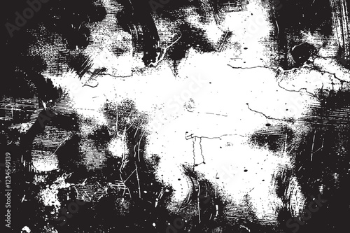 The grunge texture is covered with layers of cracks, scratches and chips. Vector illustration background.