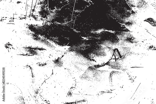 The grunge texture is covered with layers of cracks, scratches and chips. Vector illustration background.