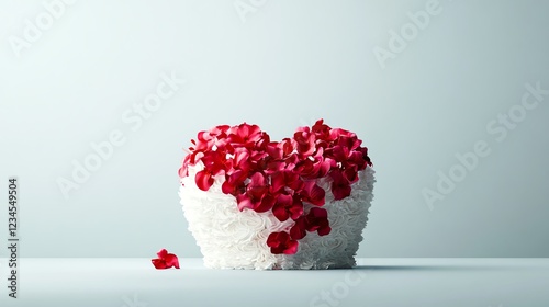 Heartshaped wedding cake with elegant floral decorations, 3D illustration photo