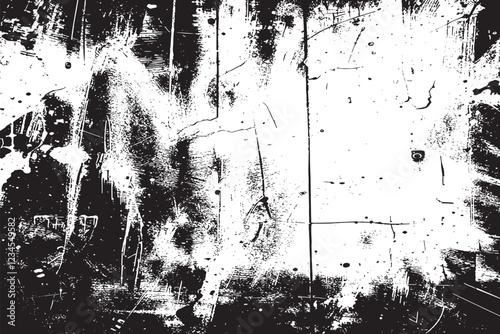 The grunge texture is covered with layers of cracks, scratches and chips. Vector illustration background.