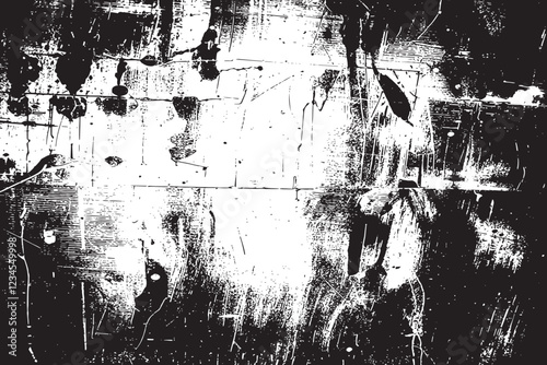 The grunge texture is covered with layers of cracks, scratches and chips. Vector illustration background.