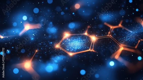 Glowing Molecular Structure, Abstract Background, Science