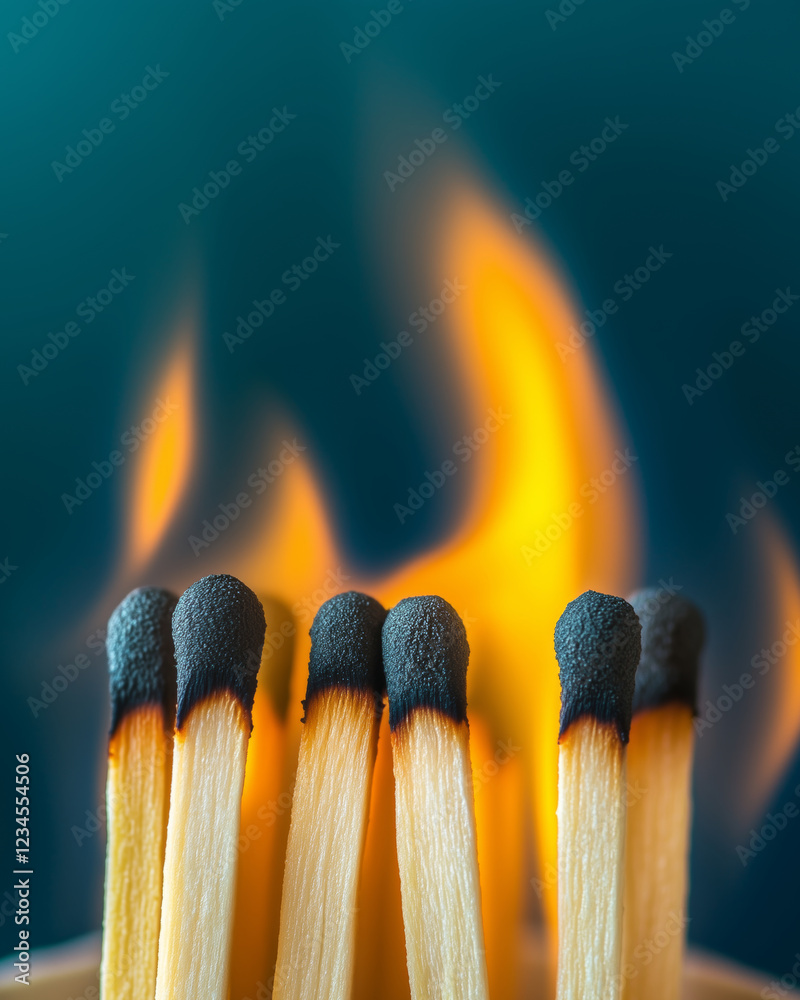Glowing Matches with Flames in Soft Focus Background Glowing Matches with Flames in Soft Focus Background