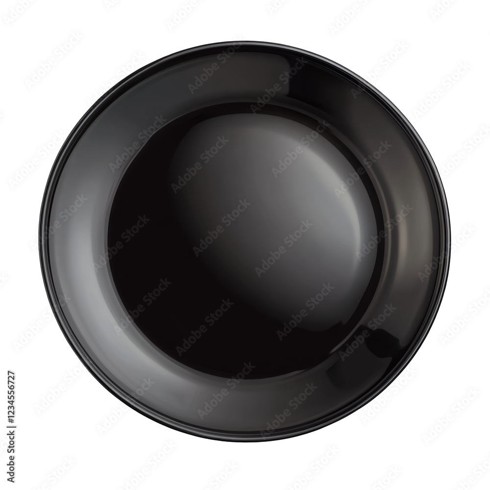 Ceramic plate with glossy black finish isolated on a transparent background Ceramic plate with glossy black finish isolated on a transparent background