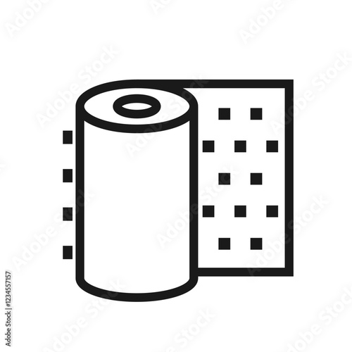 Bubble wrap roll icon in line. Air-filled plastic material used in packing to protect fragile items during shipping. For web design, mobile, logo. Vector illustration isolated on white background