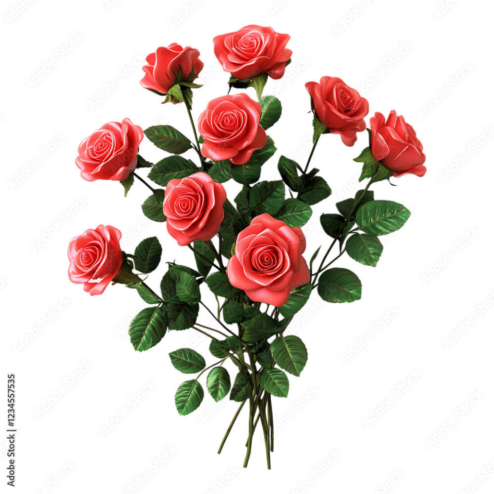Fototapeta premium PNG Bouquet of Pink Roses Against Transparent Background for Floral Arrangements, Wedding Design, or Romantic Gift Promotion