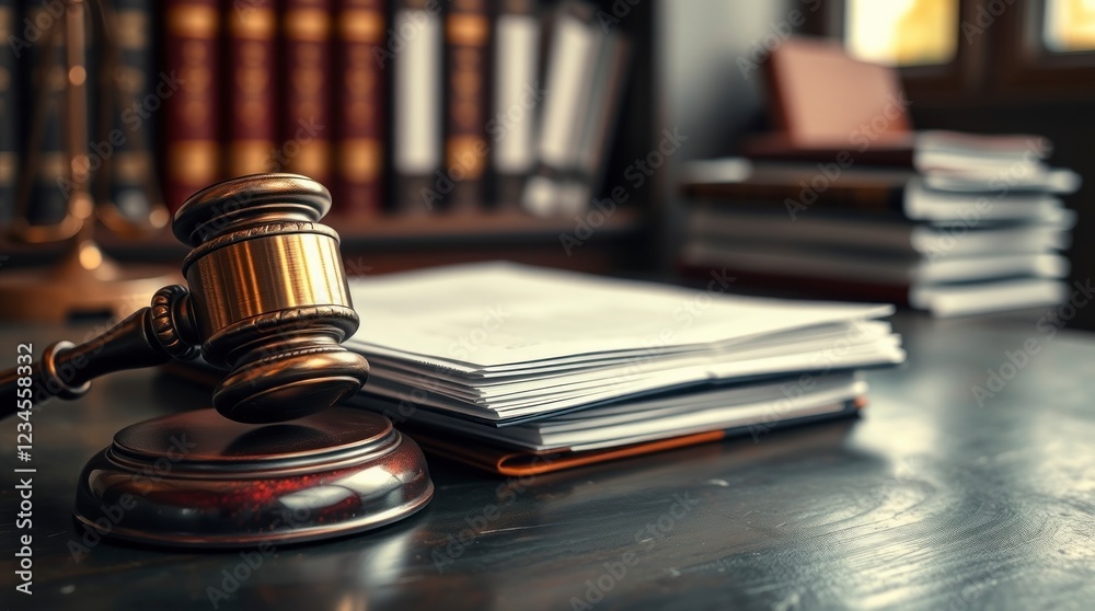 Gavel and Legal Documents: A Dramatic Legal Scene Gavel and Legal Documents: A Dramatic Legal Scene