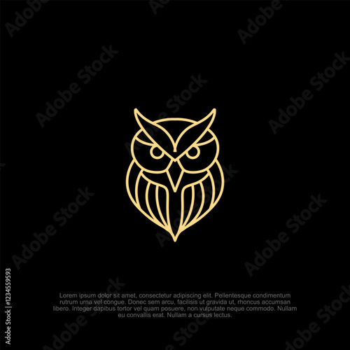 Simple wisely wise owl bird minimalist outline logo with a smart and sophisticated design, ideal for educational institutions, publishing brands, and consulting firms