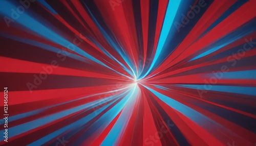 Red and Blue Light Speed Tunnel: Abstract dynamic image featuring vibrant red and blue streaks converging towards a central point, creating a mesmerizing light speed tunnel effect.