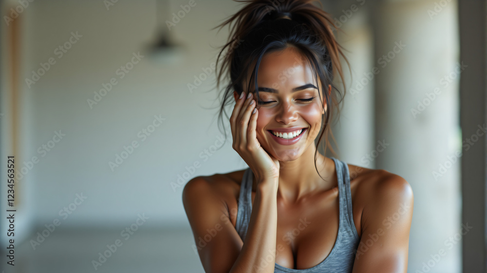 Smiling Woman in Athletic Wear Smiling Woman in Athletic Wear