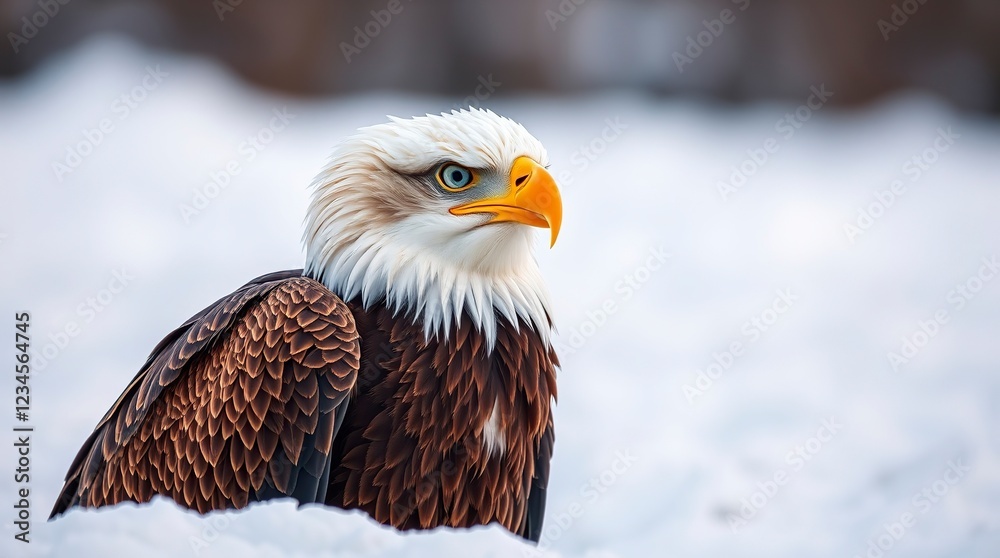 Majestic Bald Eagle in Winter Snow Scene Majestic Bald Eagle in Winter Snow Scene