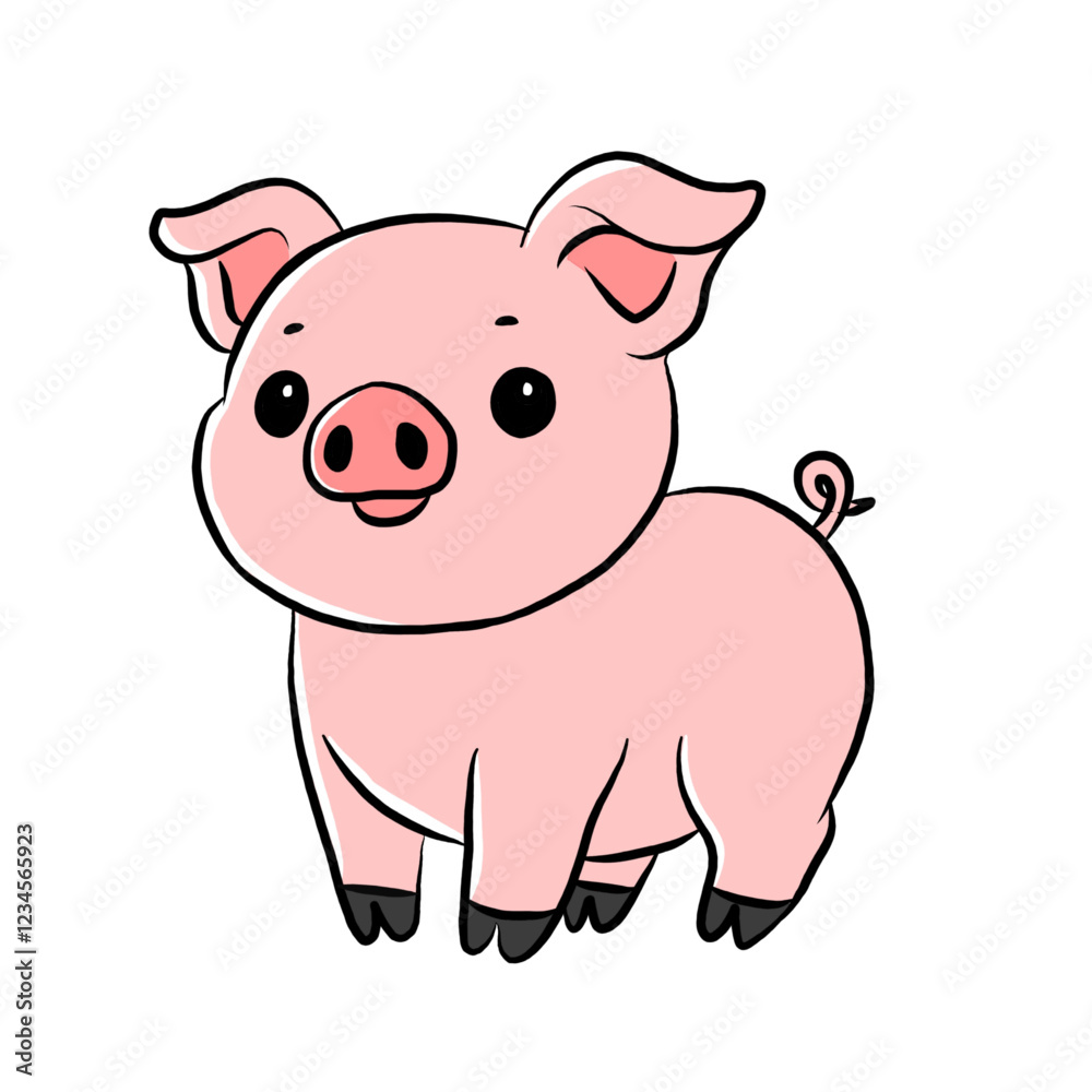 cartoon flat pig, cute cartoon pig isolated on white background, vector illustration, farm animals cartoon flat pig, cute cartoon pig isolated on white background, vector illustration, farm animals