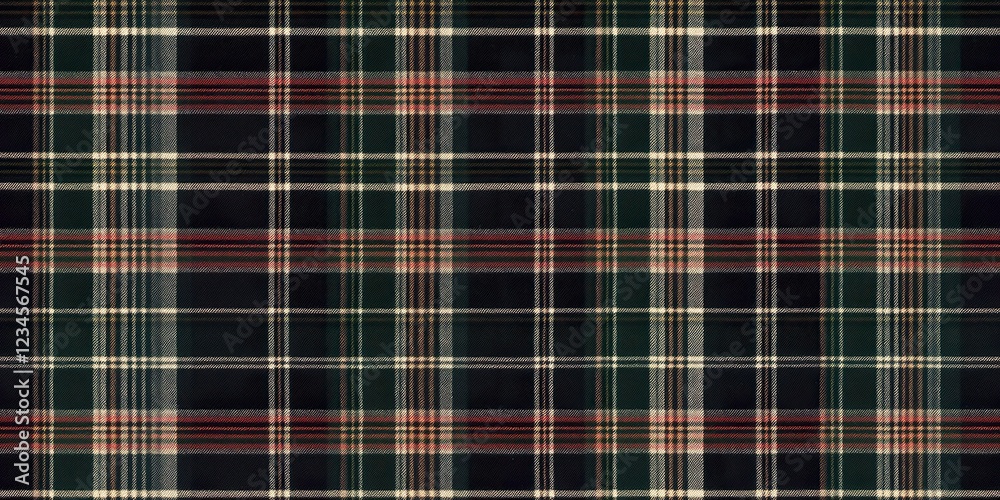 Classic Plaid Pattern: A timeless and versatile dark plaid pattern featuring deep greens, burgundy, and creams against a black background. Perfect for various design applications. Classic Plaid Pattern: A timeless and versatile dark plaid pattern featuring deep greens, burgundy, and creams against a black background. Perfect for various design applications.