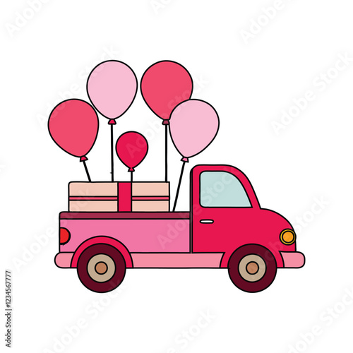 Valentine truck vector art illustration