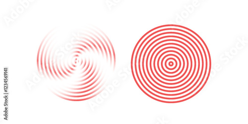 Identification process. Abstract background. Red rings sound wave and line with points in a circle. Sound wave wallpaper. Radio station signal