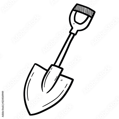 Hand drawn doodle shovel on white background.