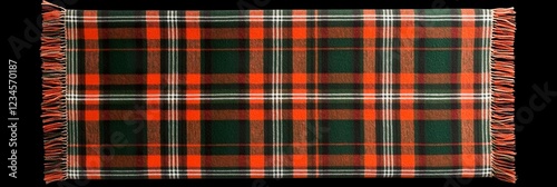 Clan MacDonnell of Glengarry Tartan: A detailed close-up shot showcasing the vibrant colors and intricate pattern of the Clan MacDonnell of Glengarry tartan, a rich tapestry of green, red. photo