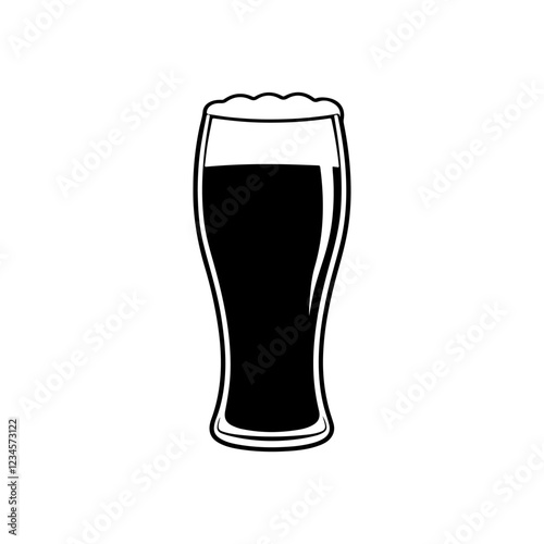Glass of beer icon silhouette vector illustration on white background