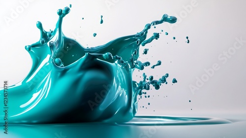 Teal Liquid Splash: Dynamic Abstract Art